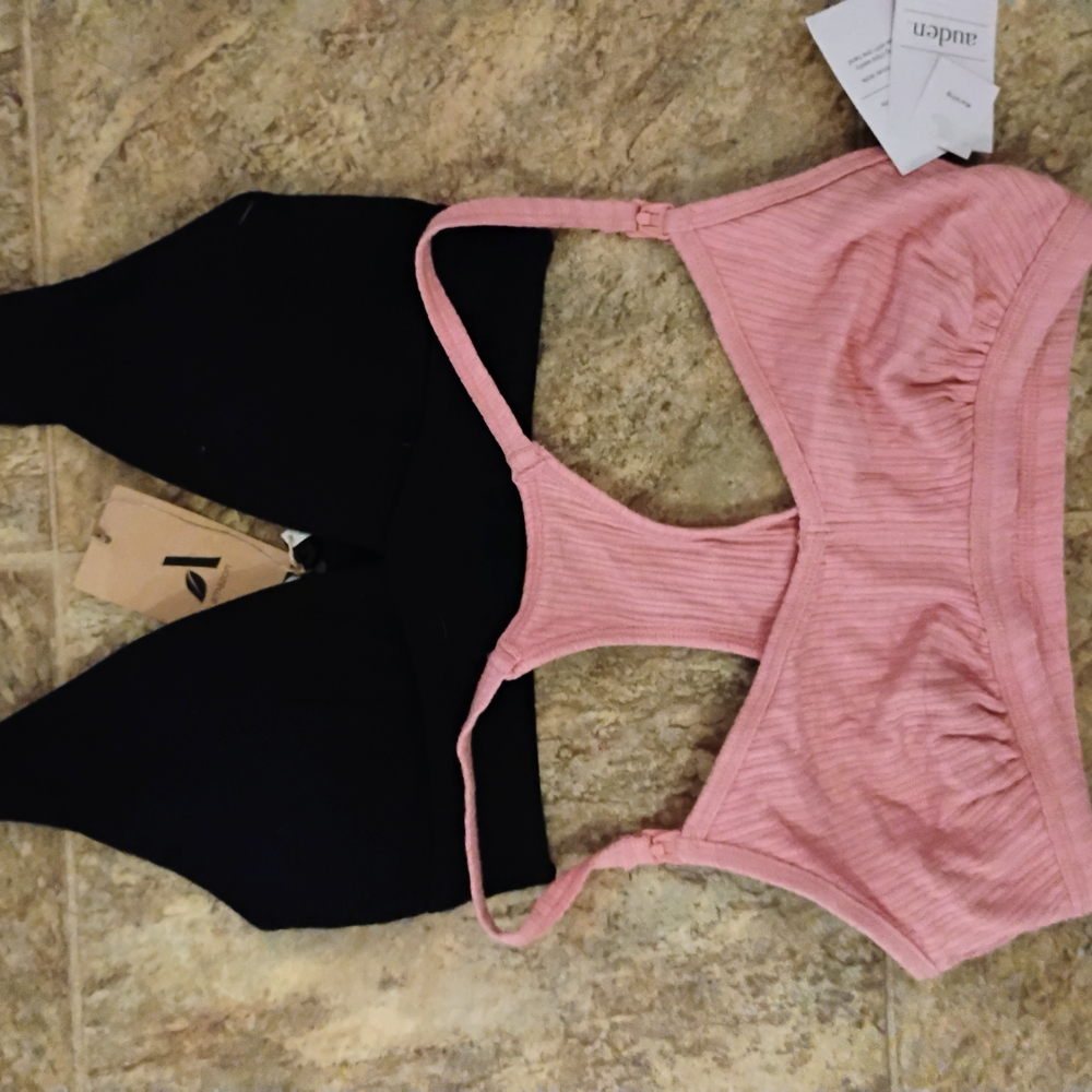 Auden Ribbed Bras in Pink and Black